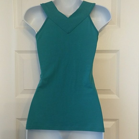 SHAMELESS teal green ruched top tank Size S - Picture 5 of 6